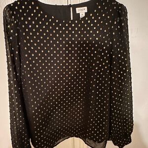 J. Crew Black and Gold Long Sleeve Blouse